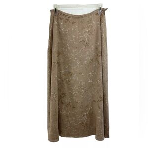 Jones New York Beige Floral Linen Blend Lined Skirt Petite 10 Classic Flare Long
